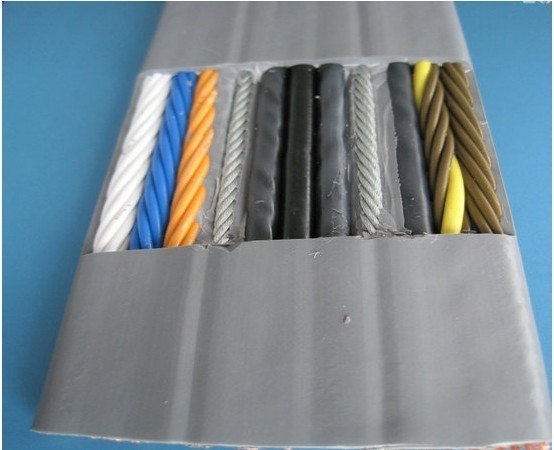 Shielded Flat  Cable with Steels  with CAT6E Network cable for Elevator or Lift Use
